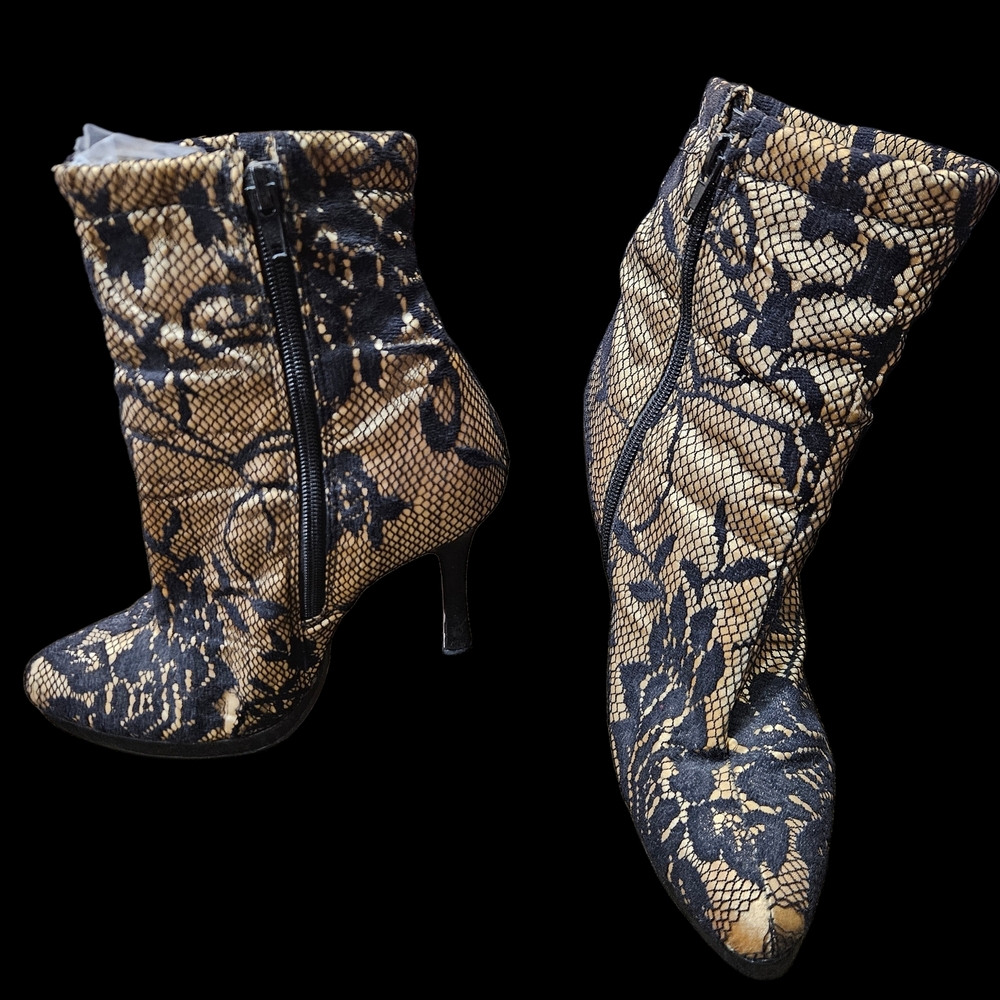 Elegant Lace Patterned Ankle Boots - Picture 2 of 6